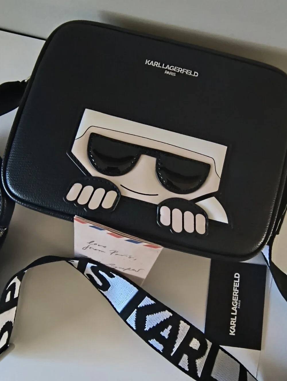 Karl Lagerfeld Black Crossbody Bag with Logo Strap